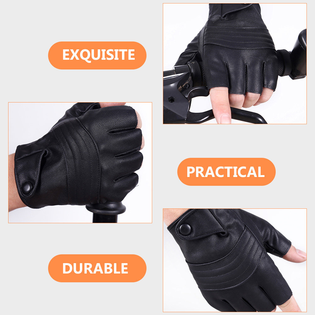 Cycling Gear Black - 1 Paar schwarze fingerlose Herrenhandschuhe, Halbfinger-Fahrradhandschuhe,
